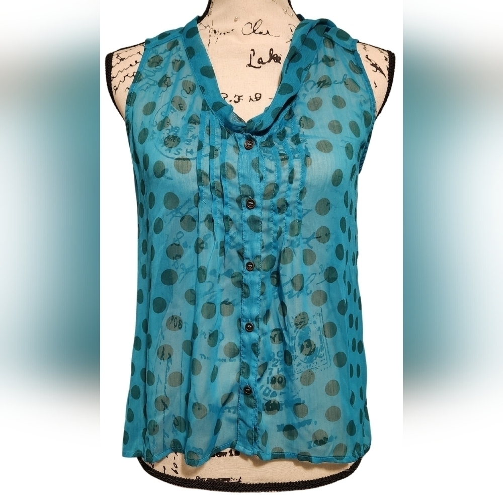 Xhilaration Sheer Teal Blouse - Picture 4 of 11